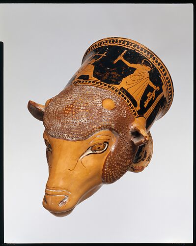 Terracotta rhyton (vase for libations or drinking)