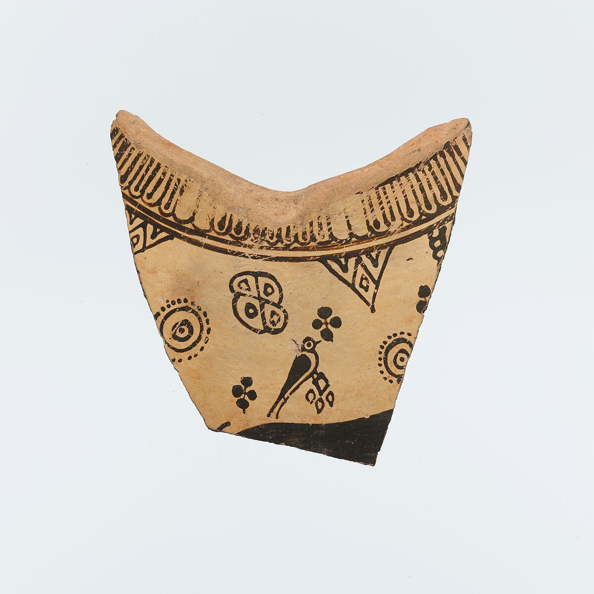Fragment of a terracotta oinochoe (jug), Terracotta, East Greek, Wild Goat Style 
