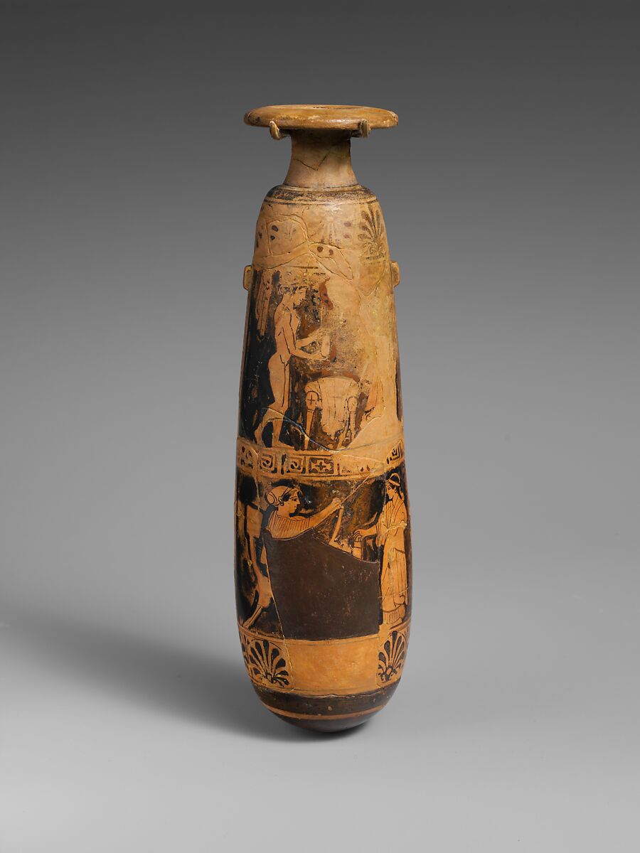 Terracotta alabastron (perfume vase), Terracotta, Greek, Corinthian