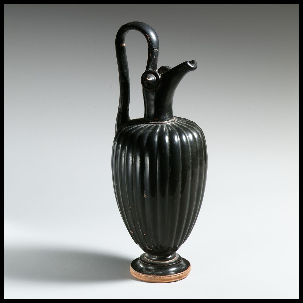 Terracotta oinochoe (jug), Terracotta, Greek, South Italian, Campanian