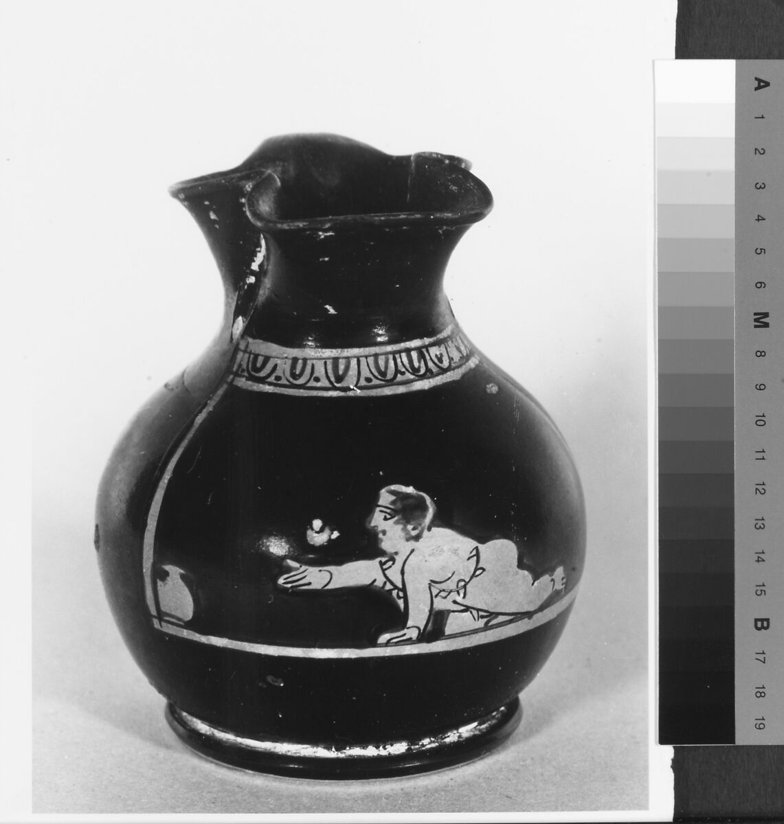 Oinochoe, miniature, Terracotta, Greek, Attic 