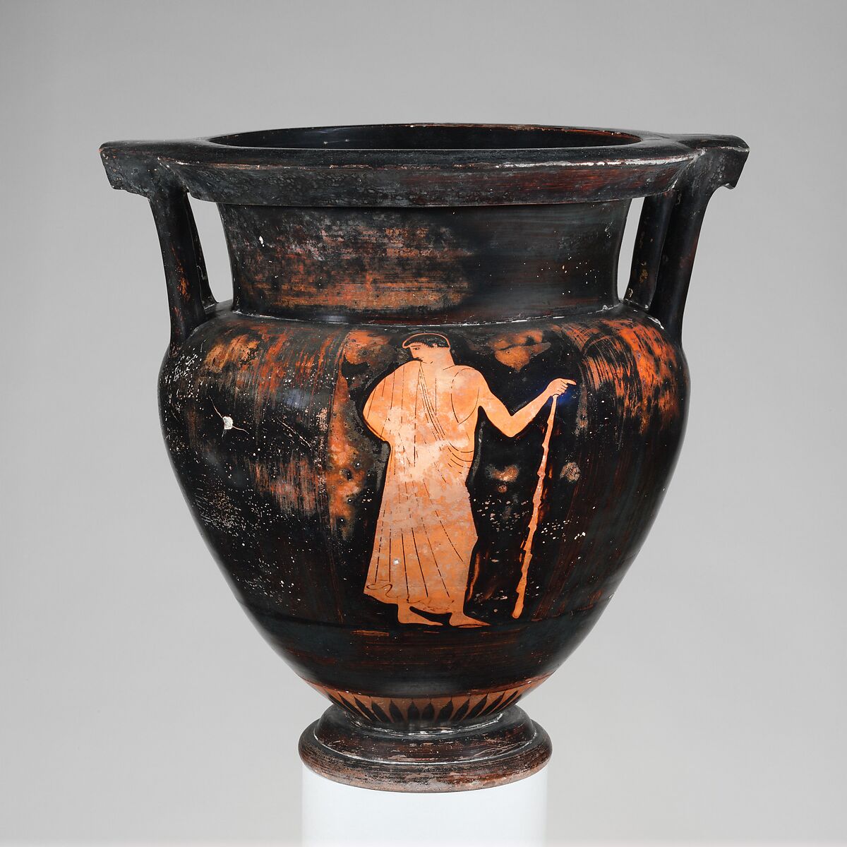 Terracotta column-krater (bowl for mixing wine and water), Attributed to the Pig Painter, Terracotta, Greek, Attic