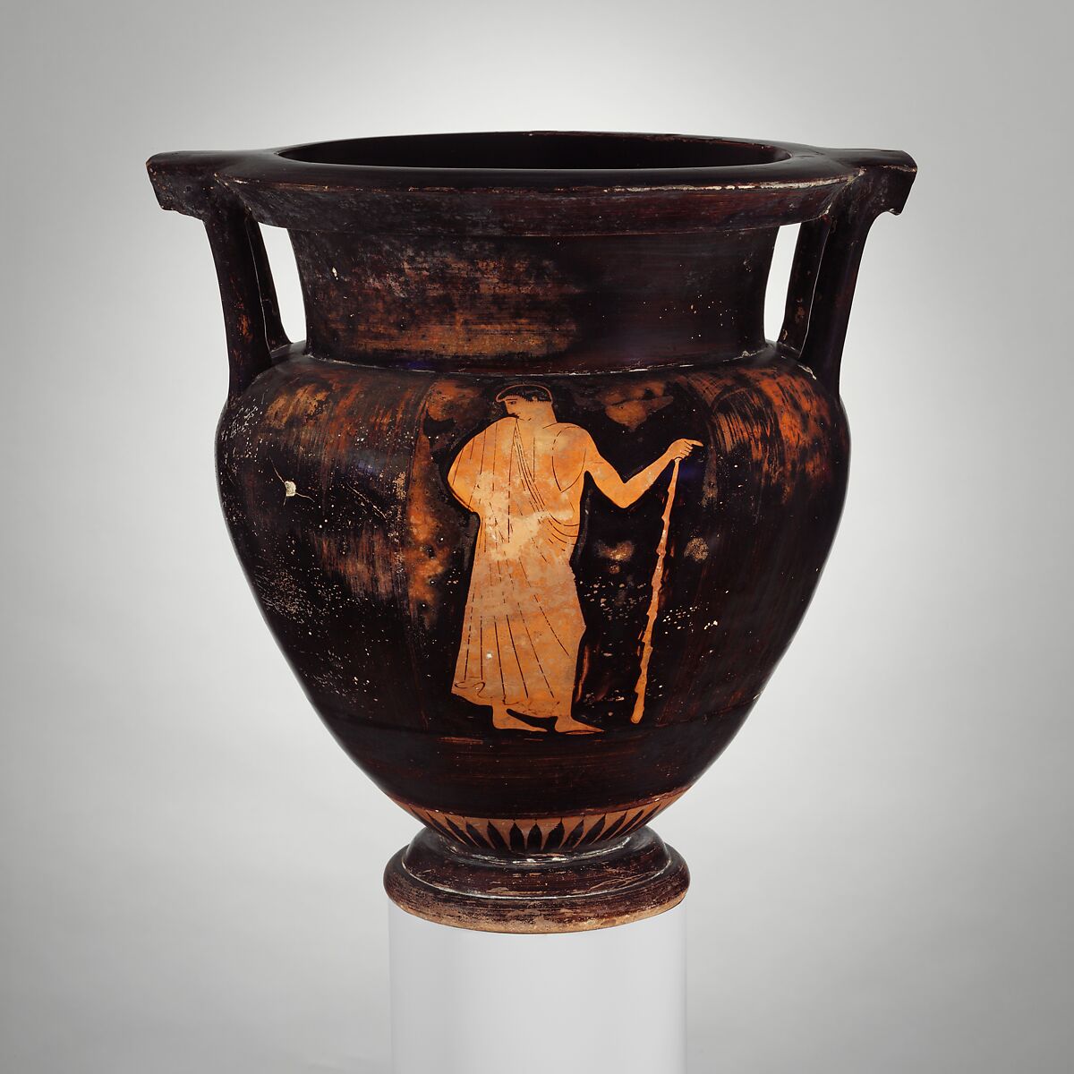 Terracotta column-krater (bowl for mixing wine and water), Attributed to the Pig Painter, Terracotta, Greek, Attic