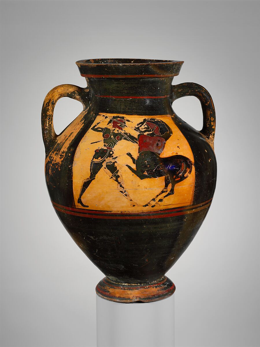 Terracotta amphora (jar), Terracotta, Greek, Attic 