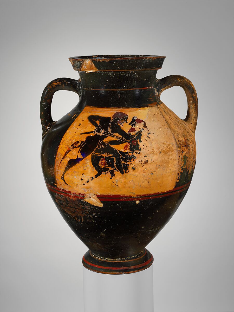 Terracotta amphora (jar), Terracotta, Greek, Attic