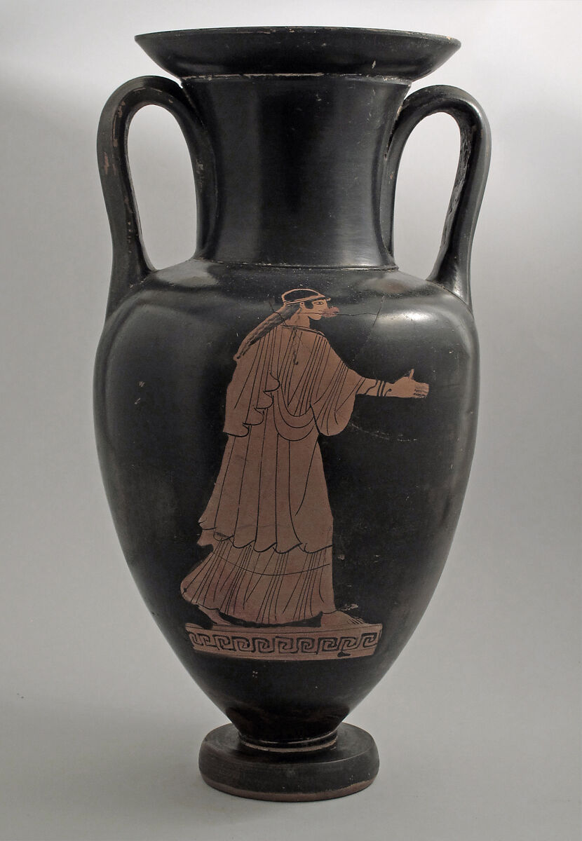 Nolan neck-amphora with ridged handles, Attributed to the Bowdoin Painter, Terracotta, Greek, Attic 