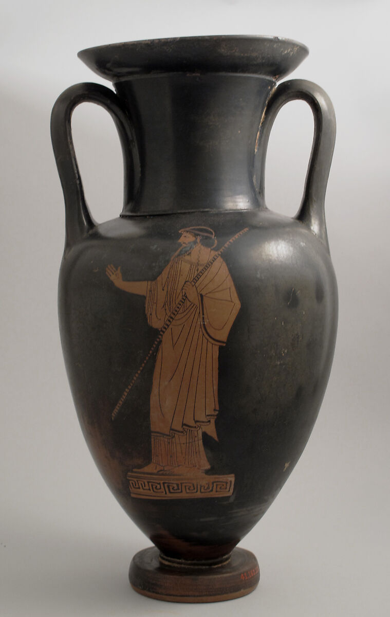 Nolan neck-amphora with ridged handles, Attributed to the Bowdoin Painter, Terracotta, Greek, Attic