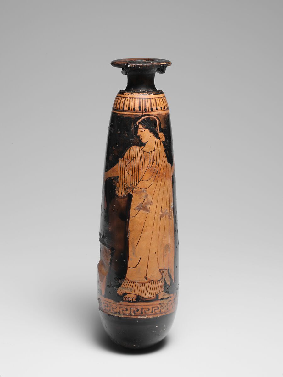 Terracotta alabastron (perfume vase), Attributed to the Beth Pelet Painter, Terracotta, Greek, Attic