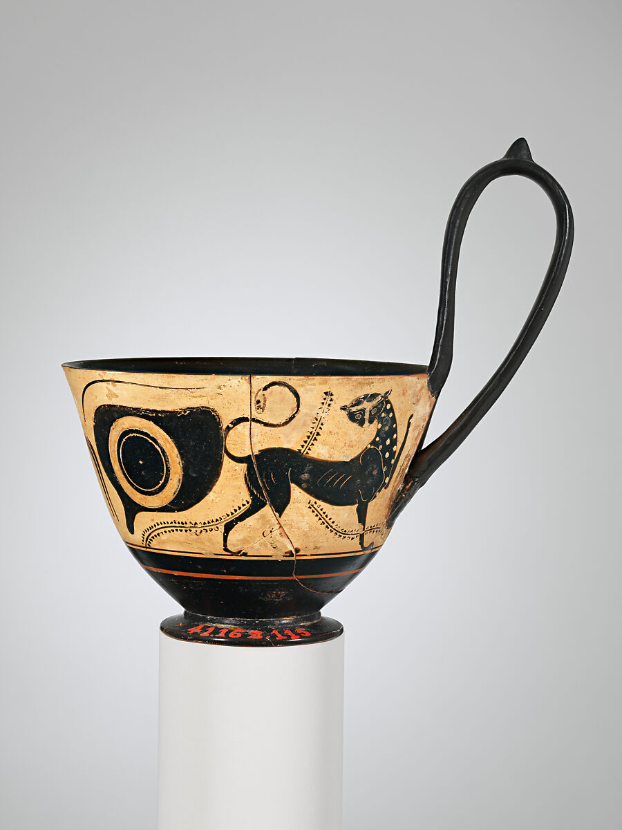 Terracotta kyathos (cup-shaped ladle), Terracotta, Greek, Attic