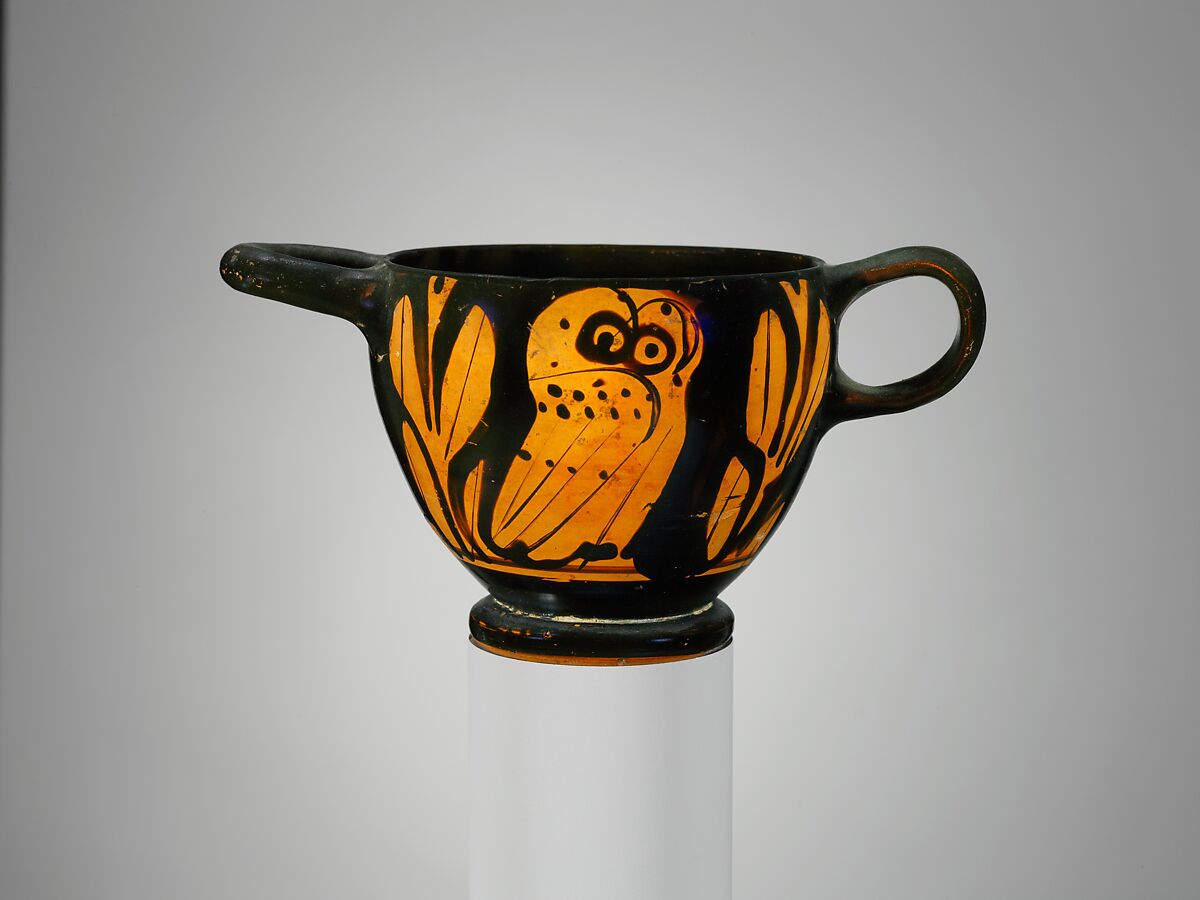 Terracotta skyphos (deep drinking cup), Terracotta, Greek, Attic