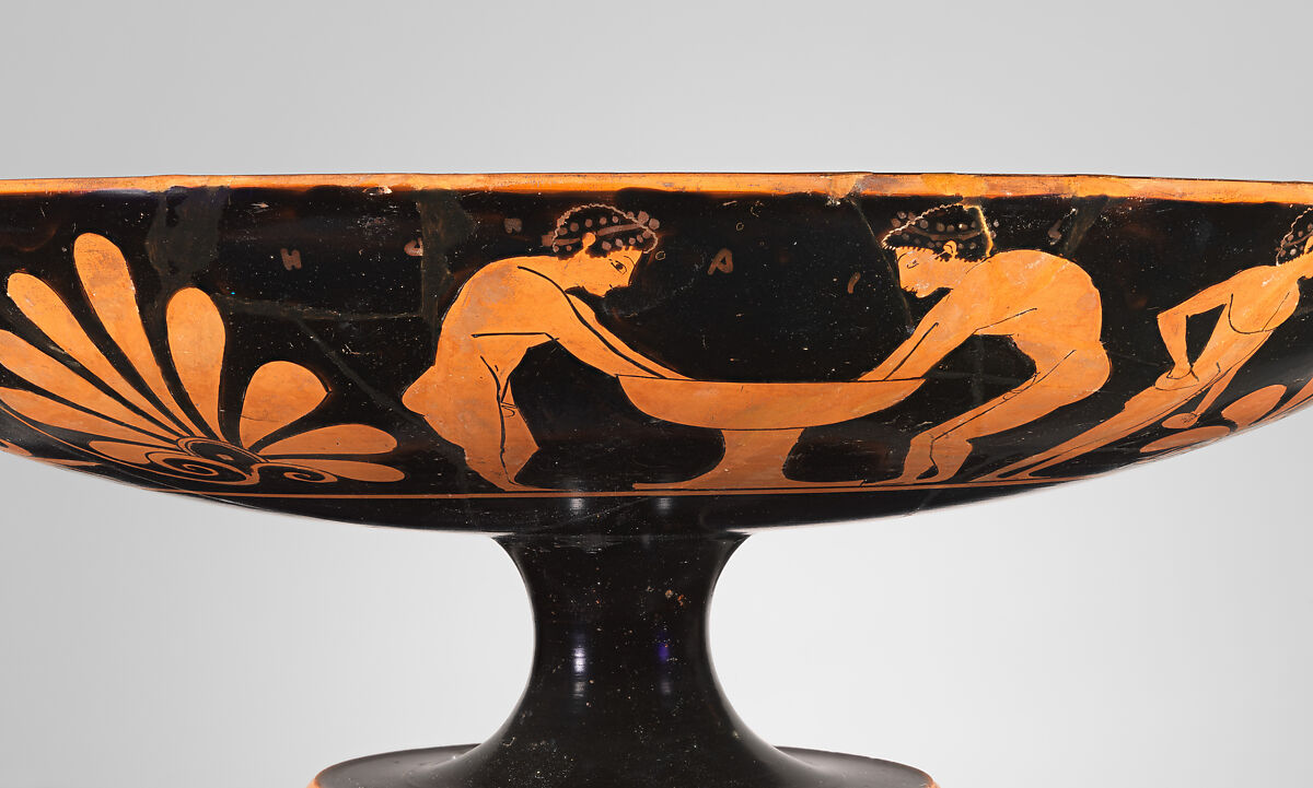 Terracotta kylix (drinking cup), Attributed to the manner of the Epeleios Painter, Terracotta, Greek, Attic