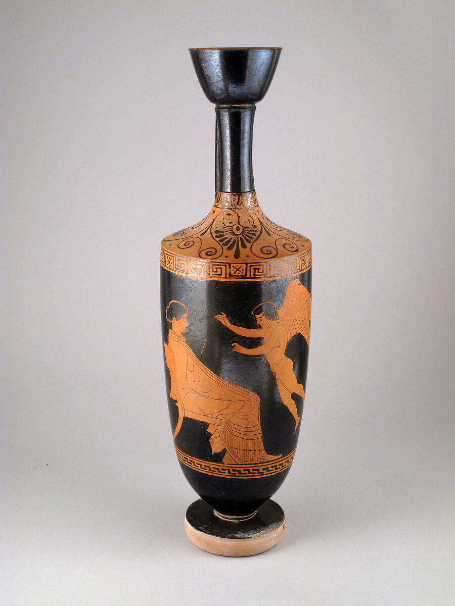Lekythos, Attributed to the Group of Naples Stg. 252, Terracotta, Greek, Attic 