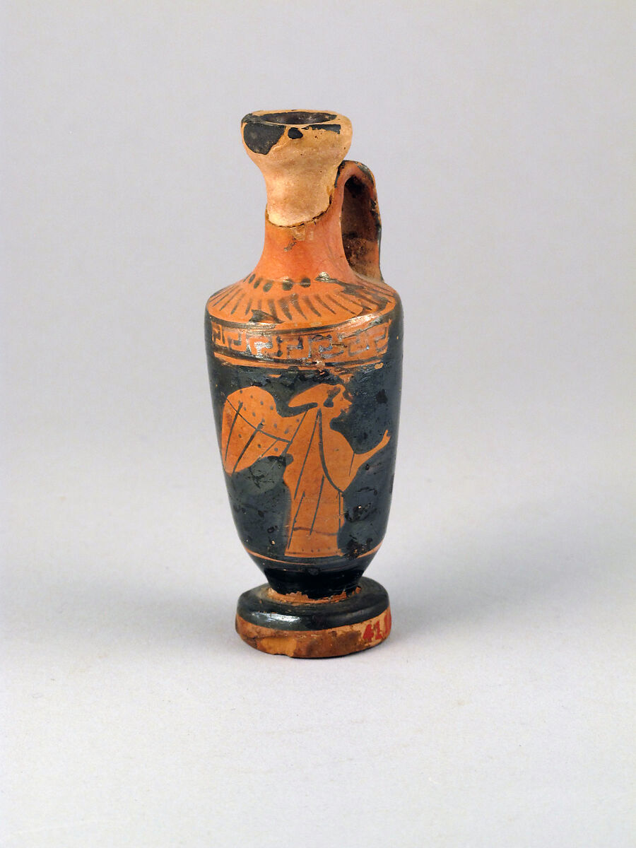 Lekythos, Attributed to near the Angers Painter, Terracotta, Greek, Attic 