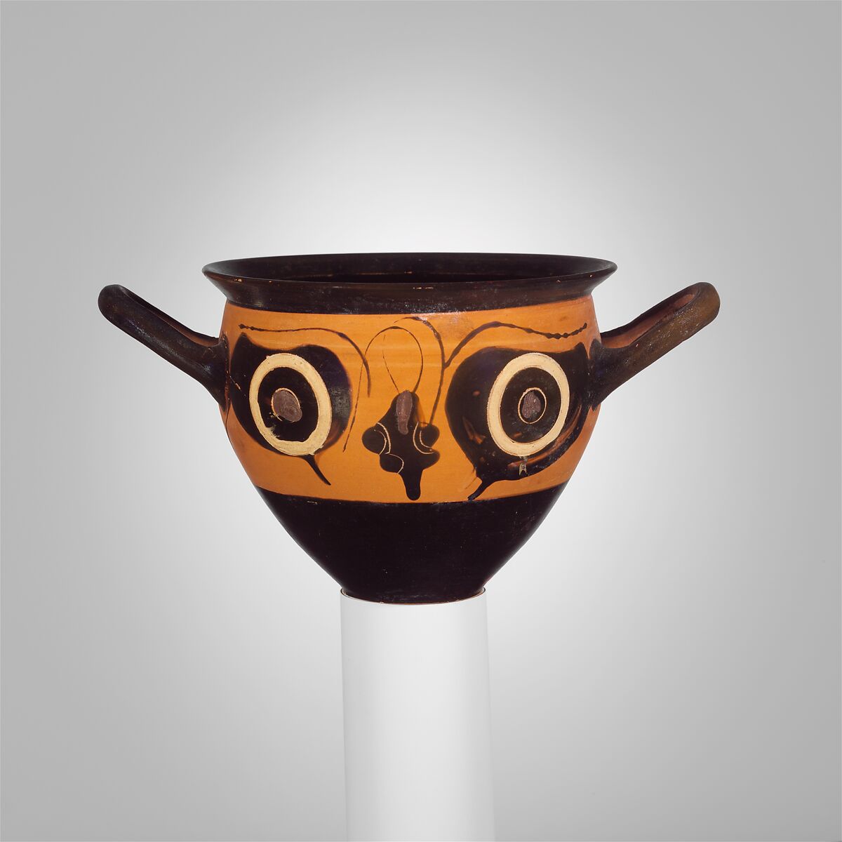 Terracotta mastoid (drinking cup with narrow base), Terracotta, Greek, Attic
