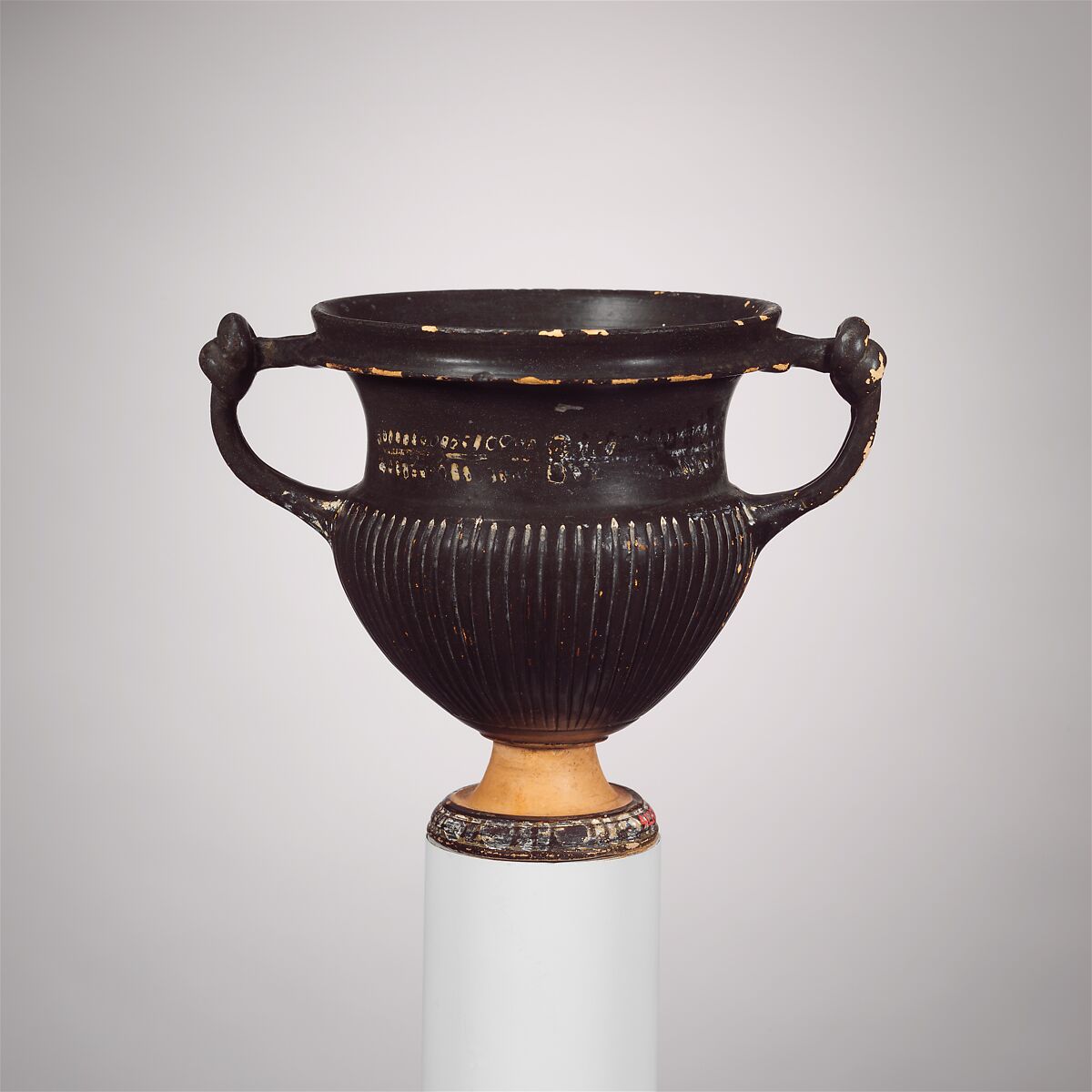 Terracotta kantharos (drinking cup with high handles), Terracotta, Greek, South Italian, Apulian, Gnathian 