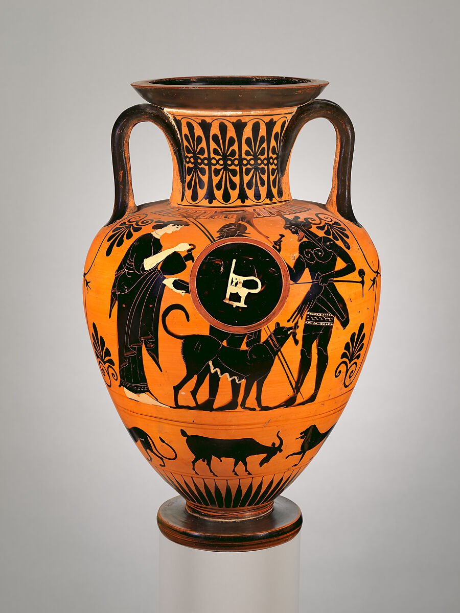 Attributed To The Kleophrades Painter Terracotta Neck Amphora Jar Greek Attic Archaic