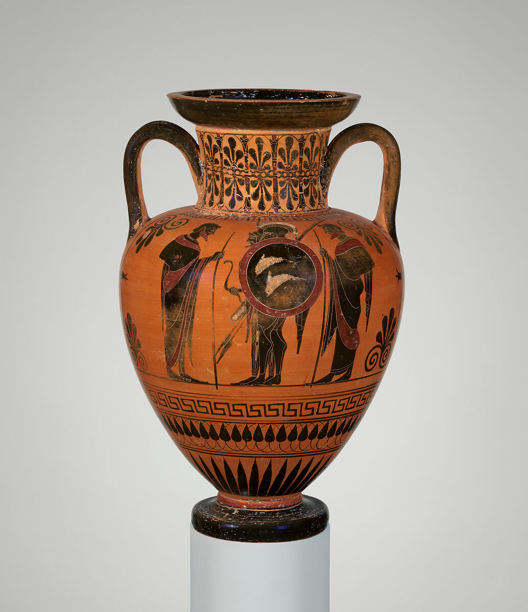 Neck-amphora, Attributed to the Group of Würzburg 199, Terracotta, Greek, Attic