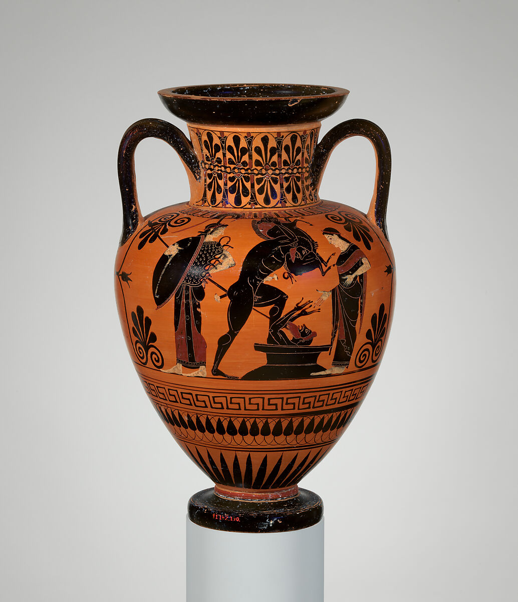 Neck-amphora, Attributed to the Group of Würzburg 199, Terracotta, Greek, Attic 