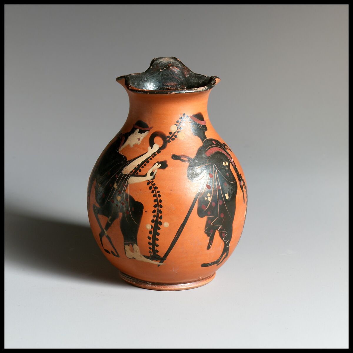 Oinochoe, Attributed to the Class of the Red-Bodied Oinochoai III, Terracotta, Greek, Attic 
