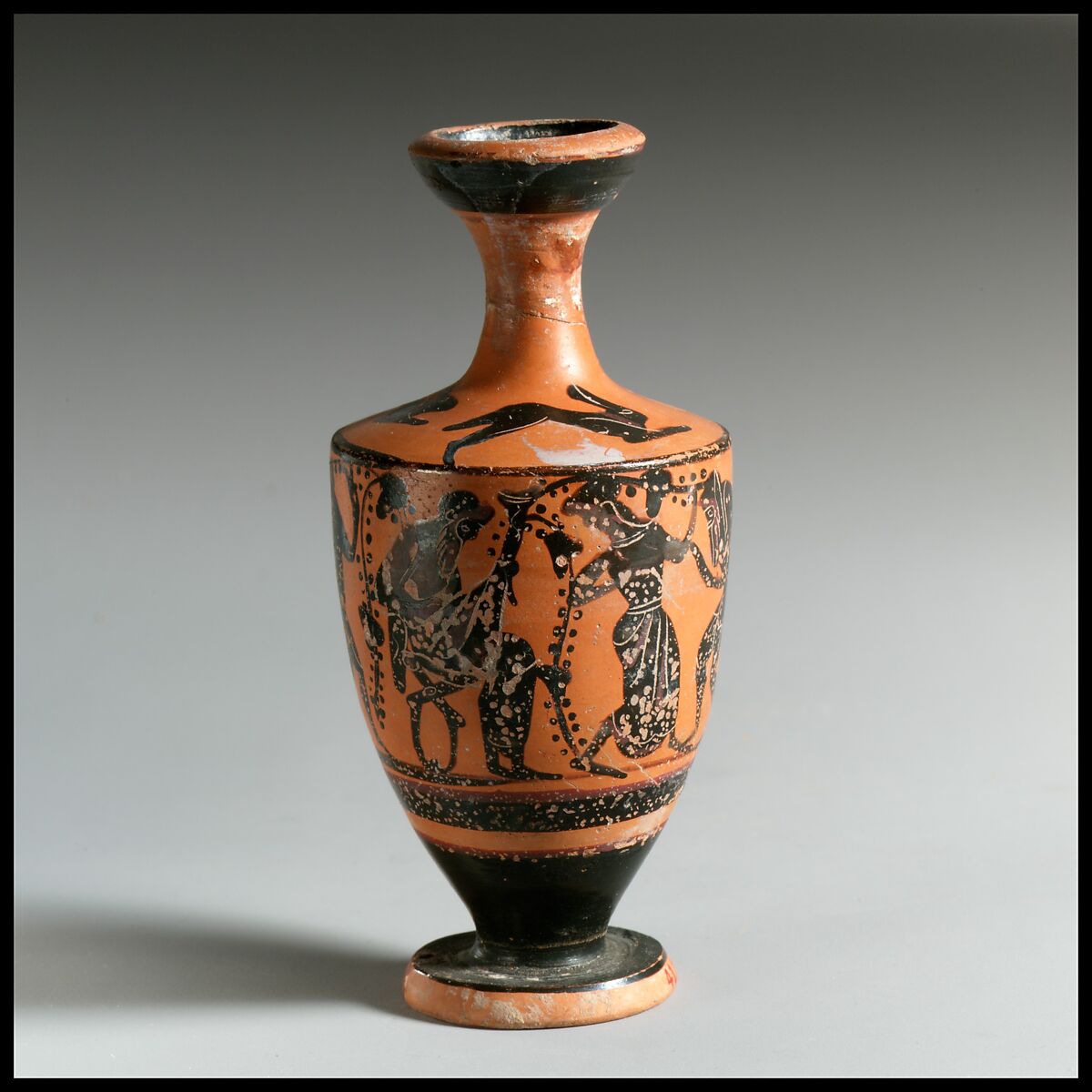 Lekythos, Attributed to the Class of Athens 581, Terracotta, Greek, Attic 