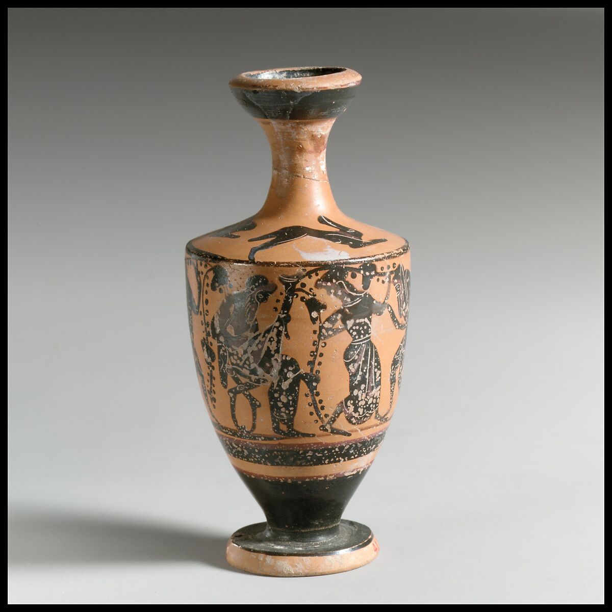 Lekythos, Attributed to the Class of Athens 581, Terracotta, Greek, Attic