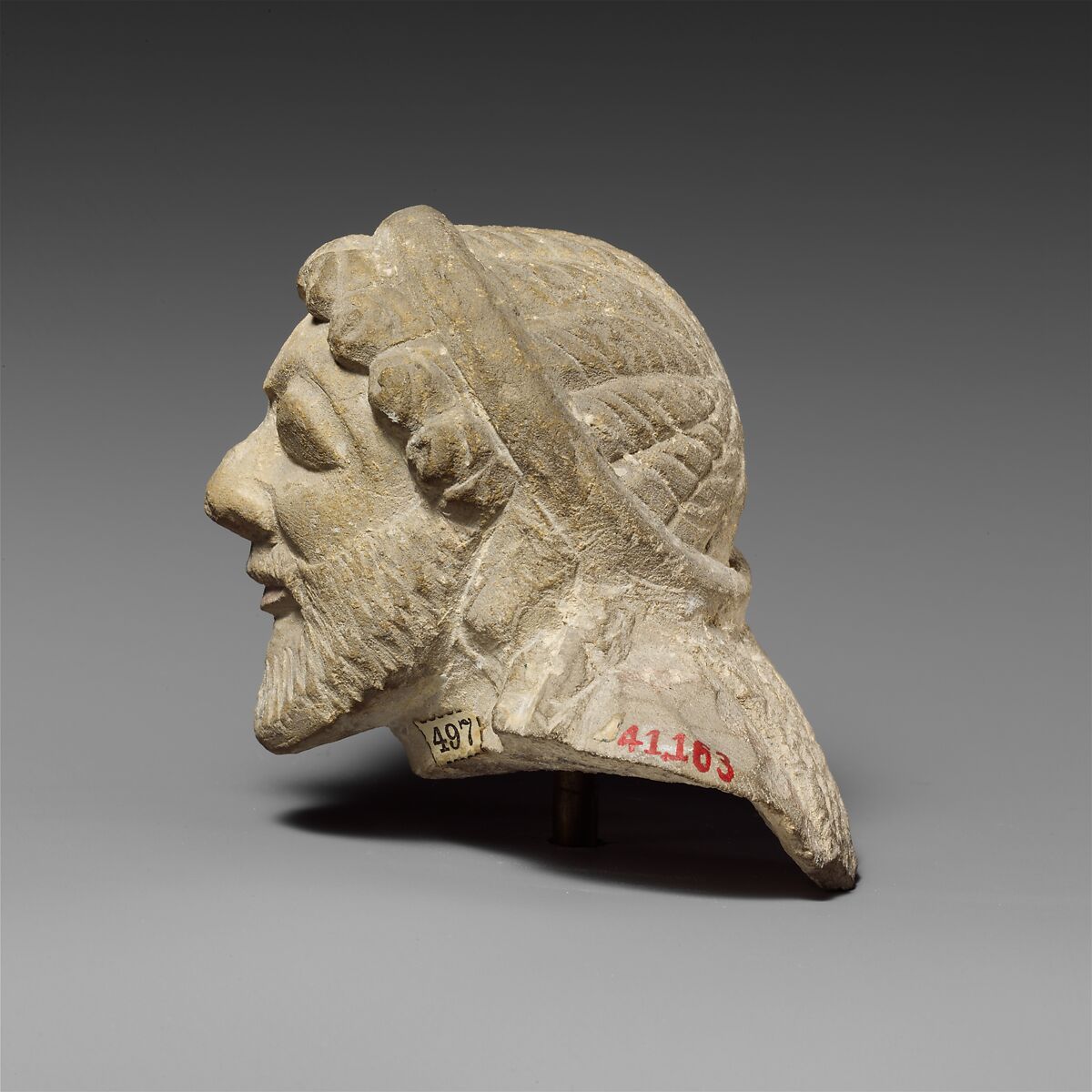 Limestone head of a silen (?), Limestone, Cypriot