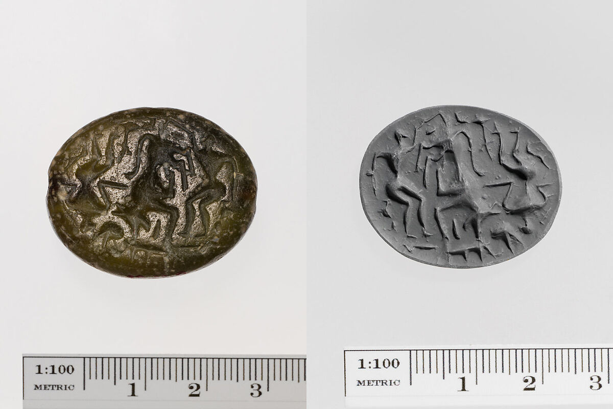 Steatite scaraboid seal, Steatite, Greek