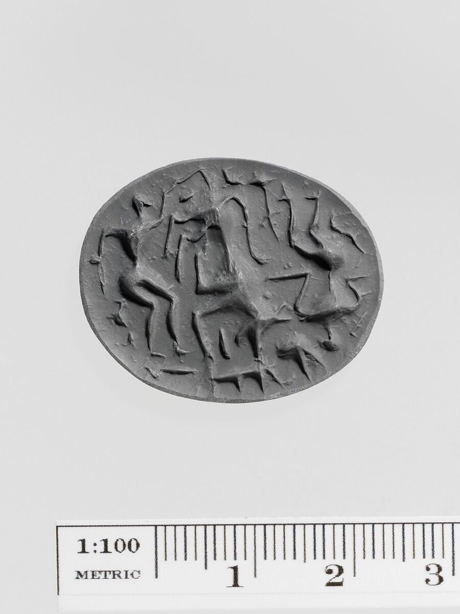 Steatite scaraboid seal, Steatite, Greek