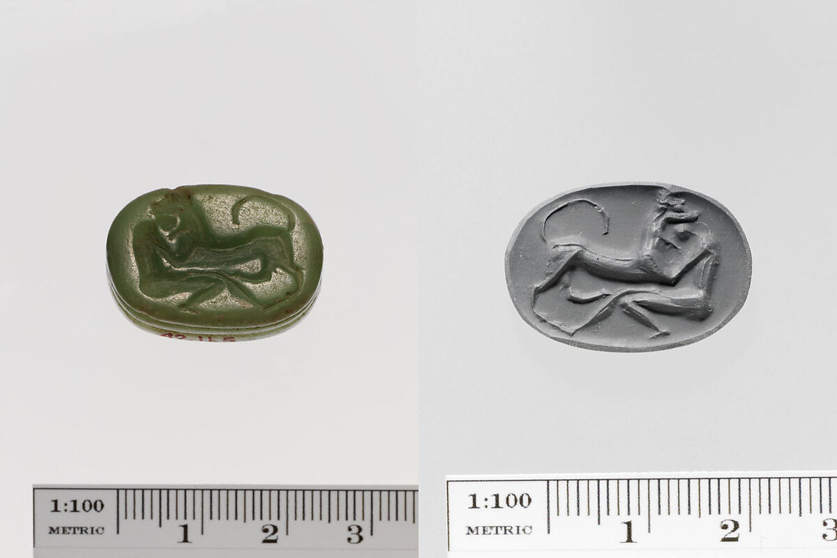 Steatite scaraboid seal, Steatite, Greek