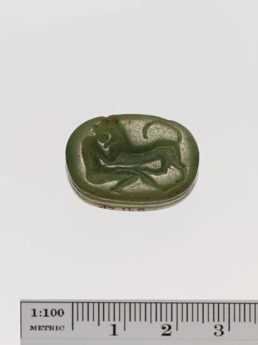 Steatite scaraboid seal, Steatite, Greek 