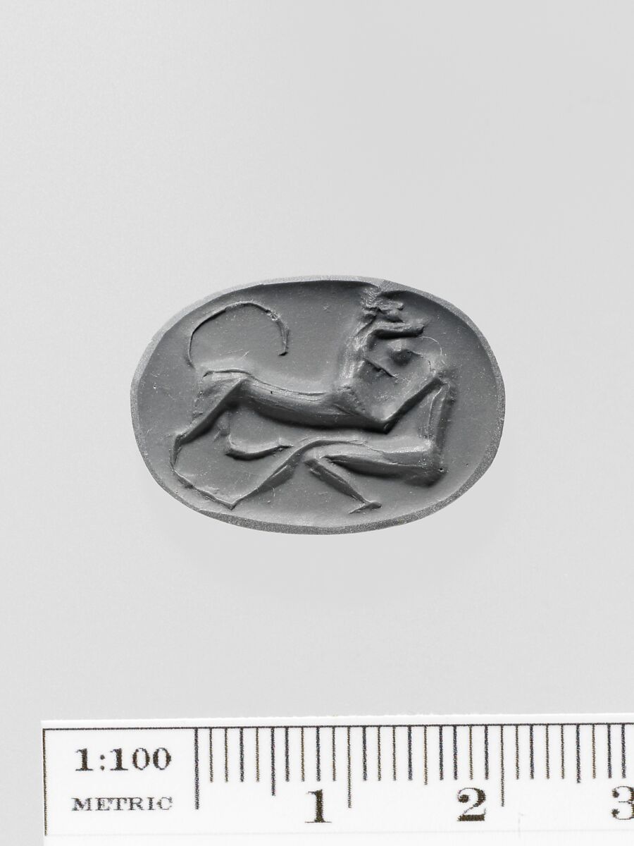 Steatite scaraboid seal, Steatite, Greek