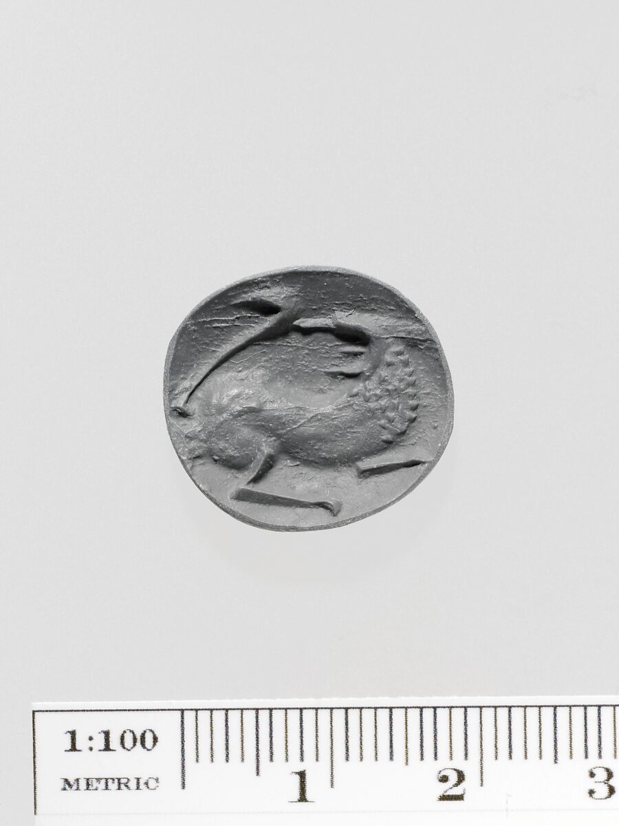 Steatite lentoid seal, Steatite, pale yellow, Greek, Melian