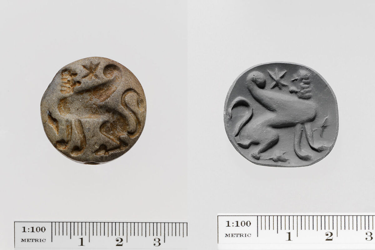 Micaceous stone lentoid seal, Micaceous stone, Greek, Melian