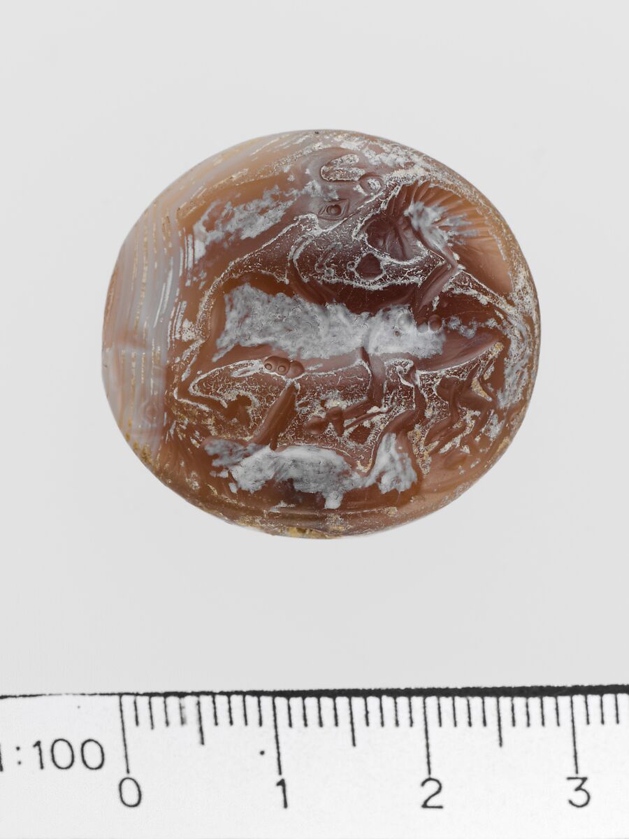 Agate lentoid seal, Agate, Minoan 