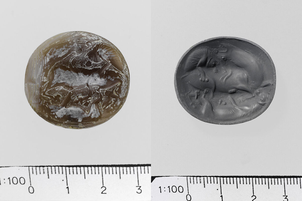 Agate lentoid seal, Agate, Minoan