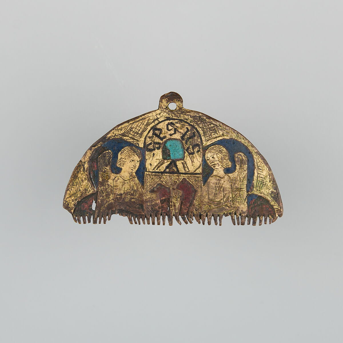 Badge or Harness Pendant, Copper, gold enamel, Spanish 