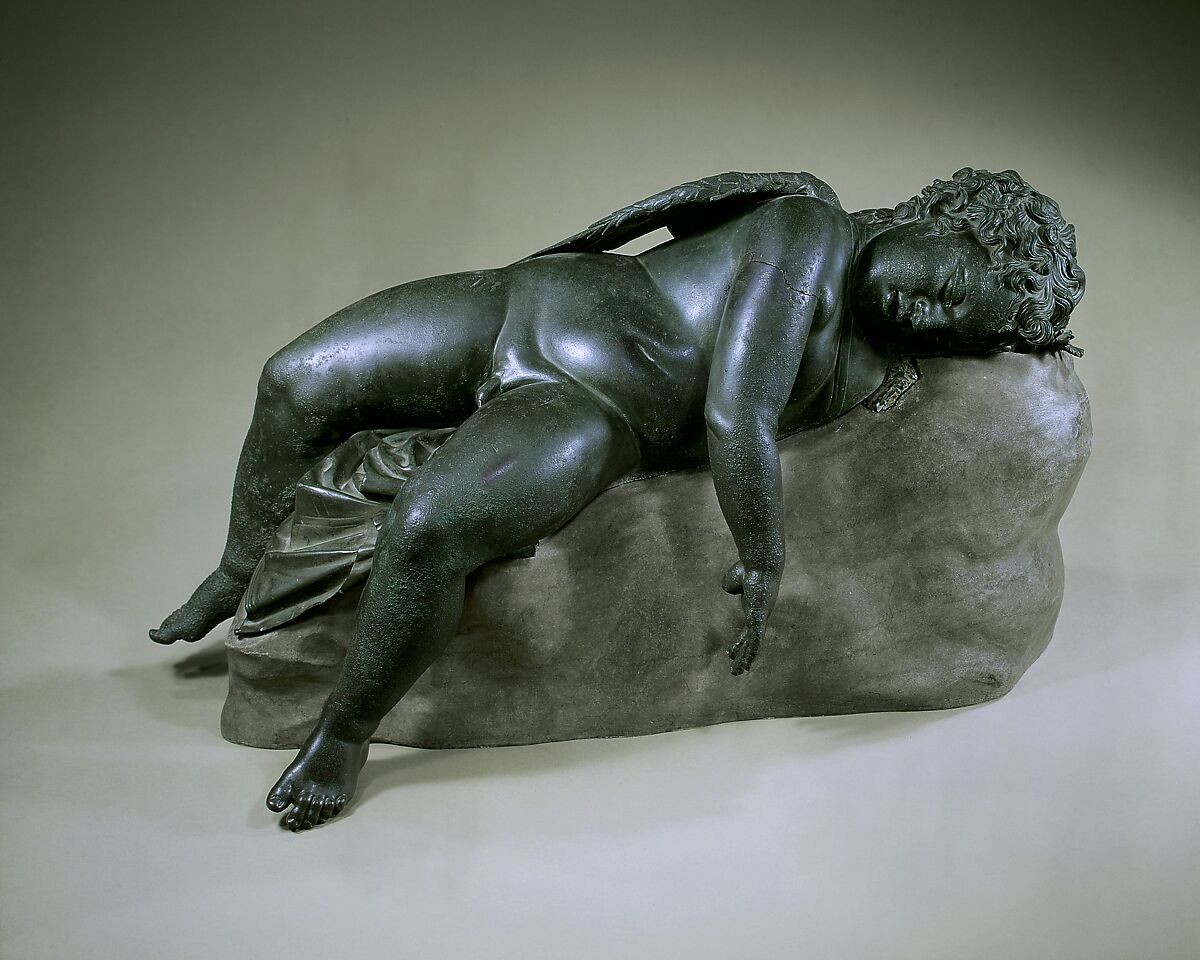 Bronze statue of Eros sleeping, Bronze, Greek