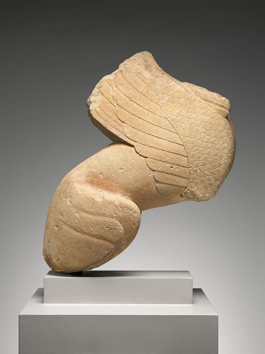 Limestone statue of a sphinx, Limestone, Greek, Attic