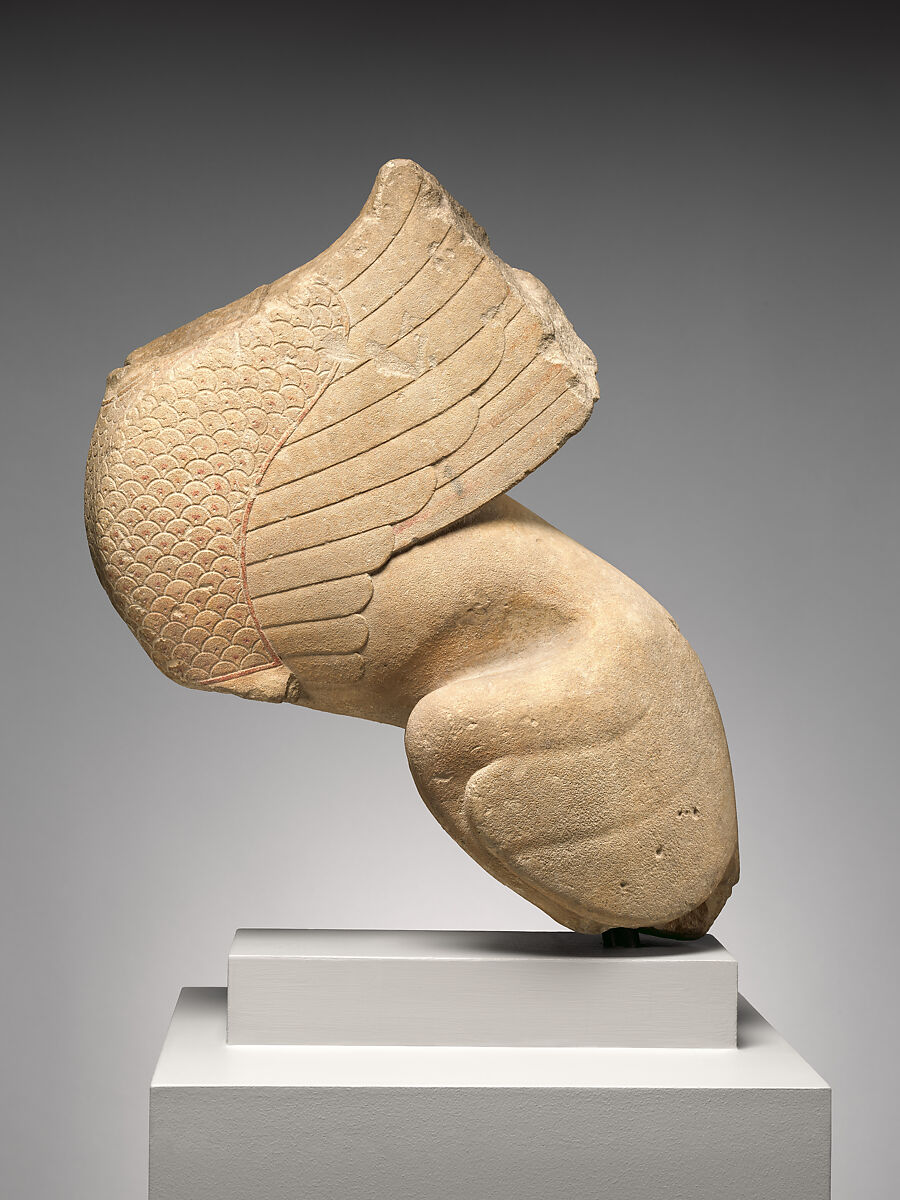 Limestone statue of a sphinx, Limestone, Greek, Attic