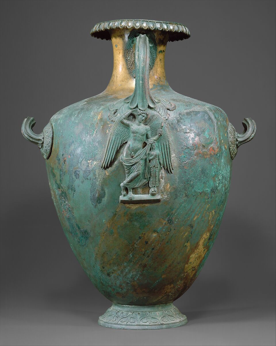 Bronze hydria (water jar), Bronze, Greek 