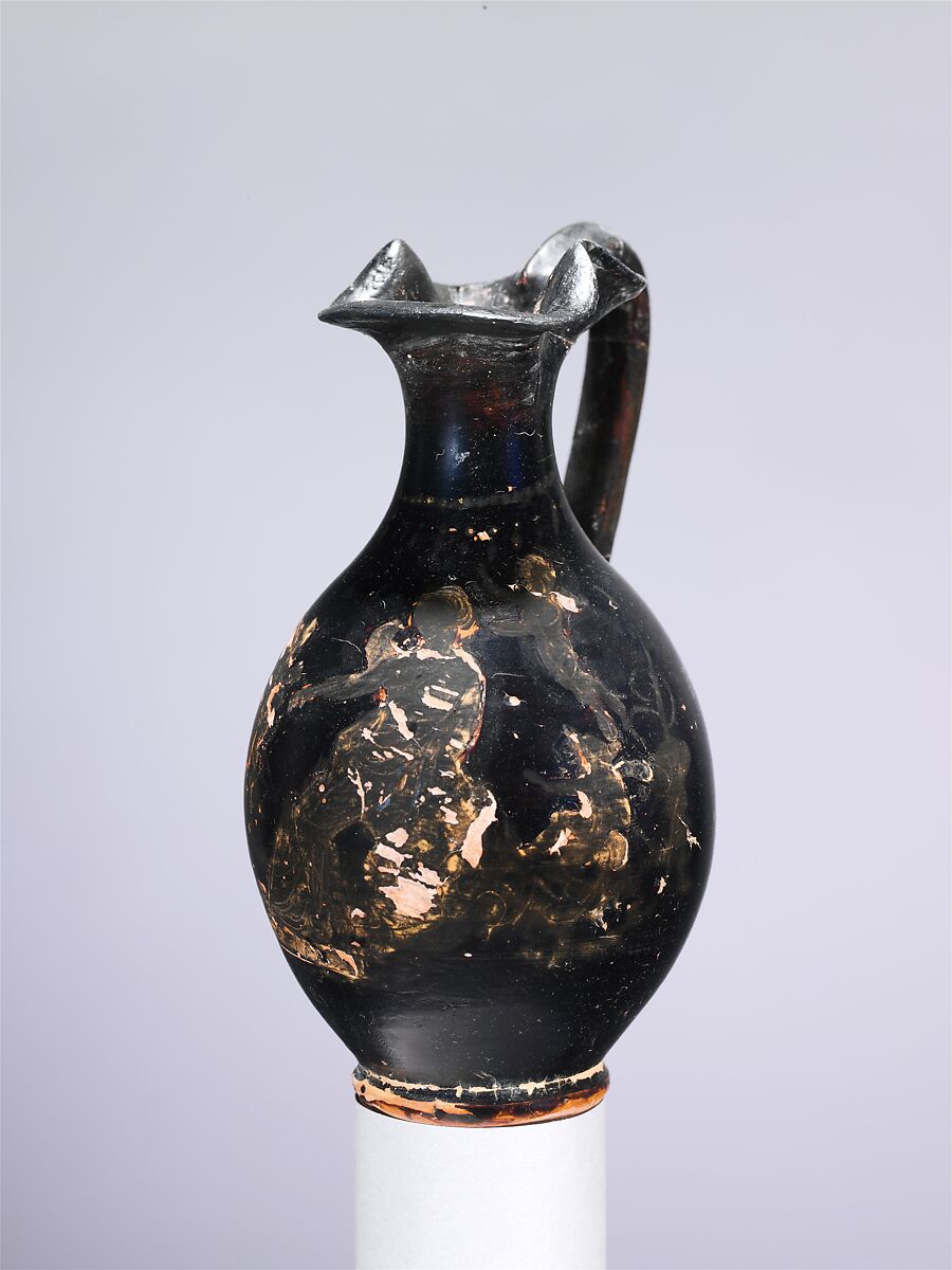 Terracotta oinochoe (jug), Terracotta, Greek, Attic