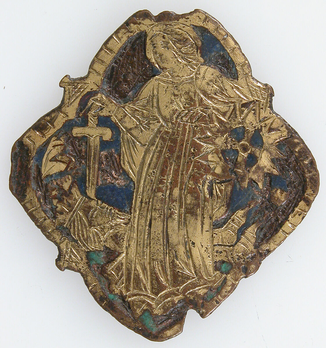 Harness Pendant, Copper, gold, enamel, possibly Spanish 