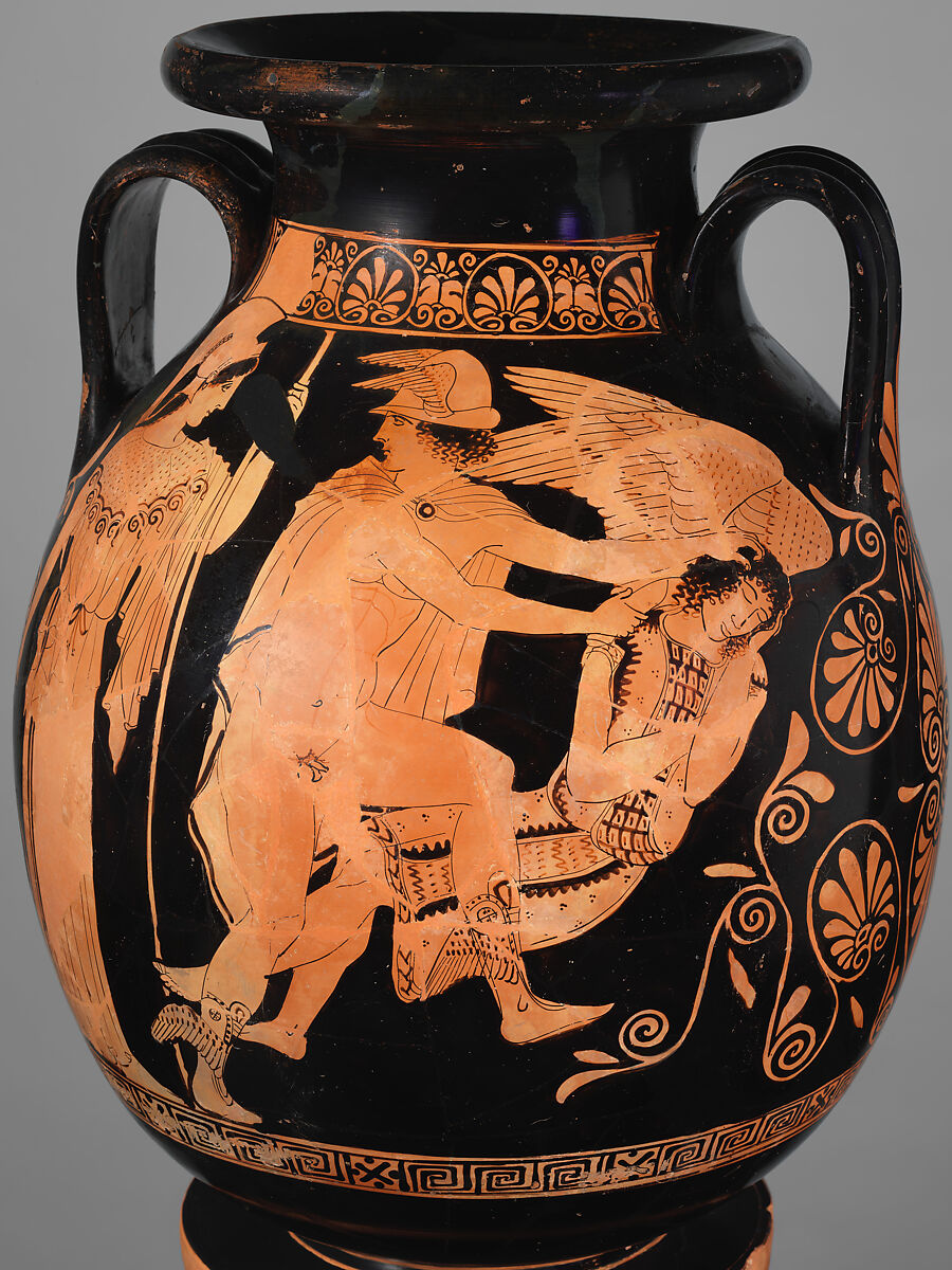 Terracotta pelike (jar), Attributed to Polygnotos, Terracotta, Greek, Attic 