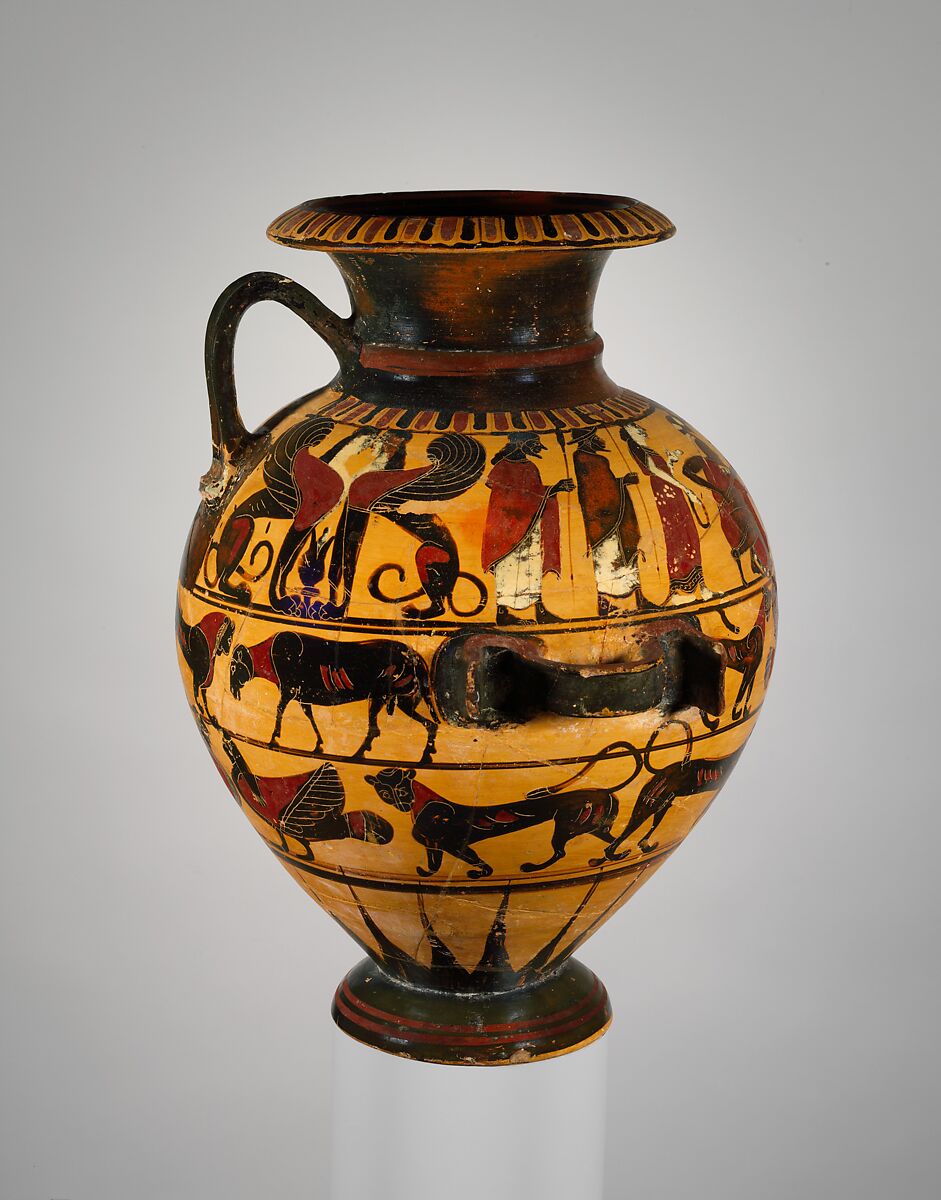 Terracotta hydria (water jar), Attributed to the Painter of London B 76, Terracotta, Greek, Attic