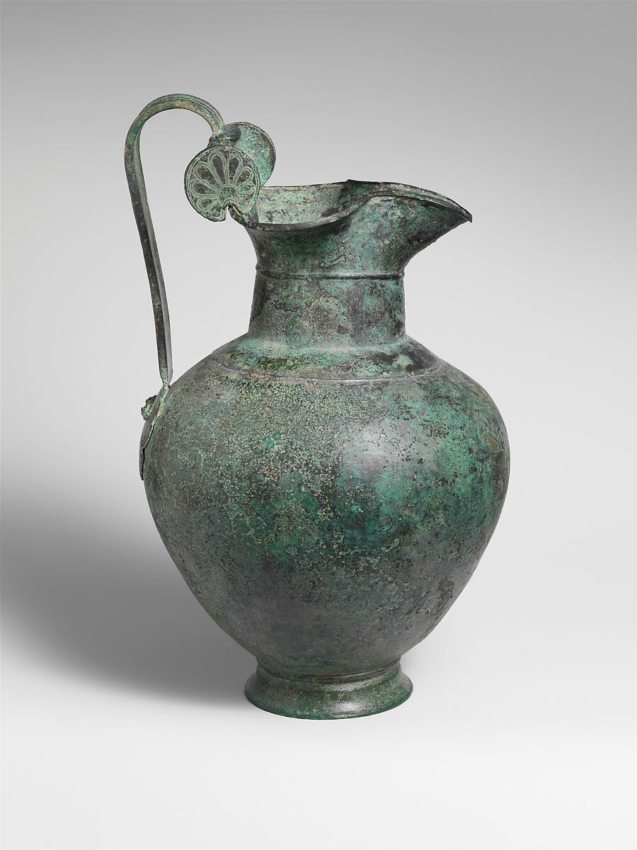 Bronze oinochoe (jug), Bronze, Greek 