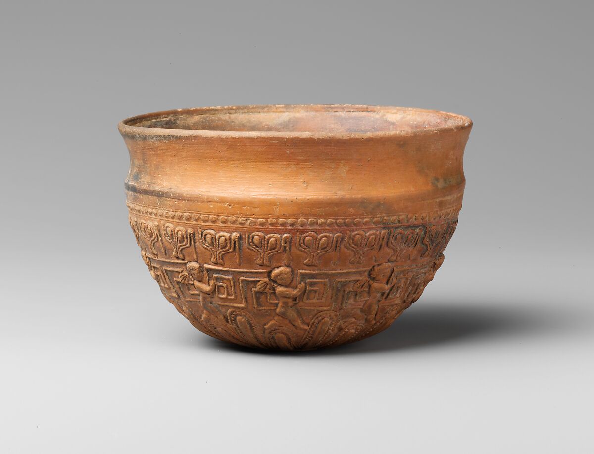 Terracotta Megarian bowl, Terracotta, Greek, probably Asia Minor 