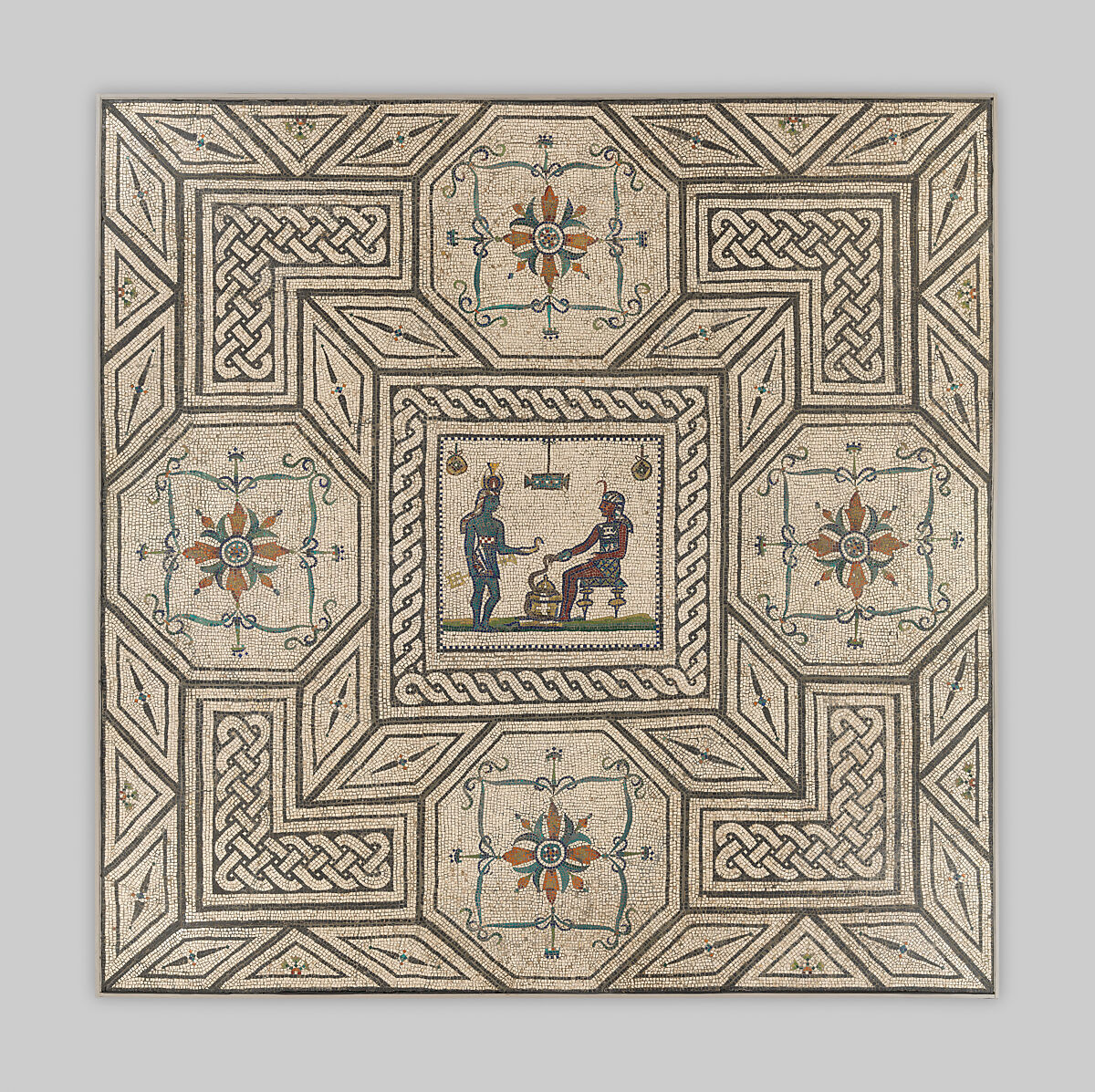 Mosaic floor with Egyptianizing scene, Stone and glass, Roman 