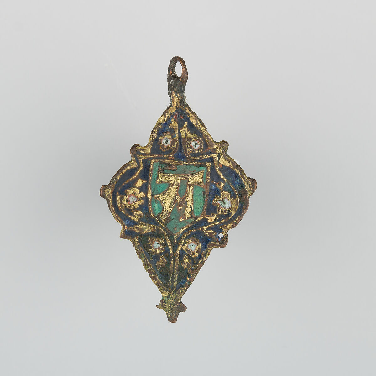 Badge or Harness Pendant, Copper, gold, enamel, Spanish 