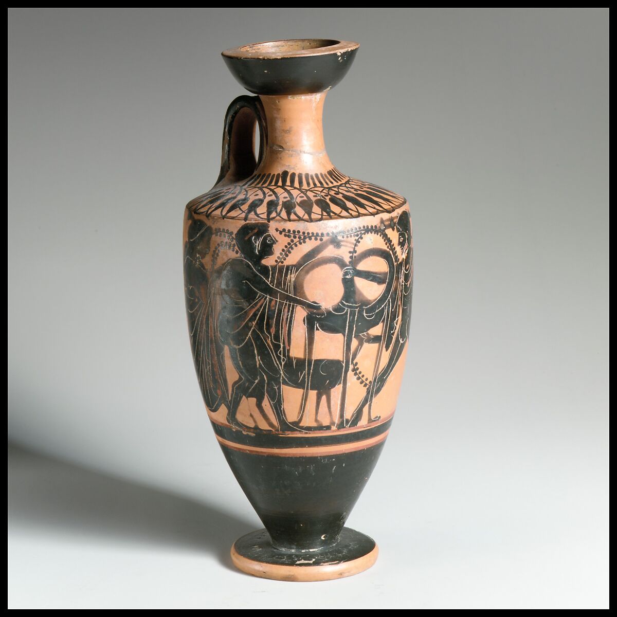 Lekythos, Attributed to the Class of Athens 581, Terracotta, Greek, Attic