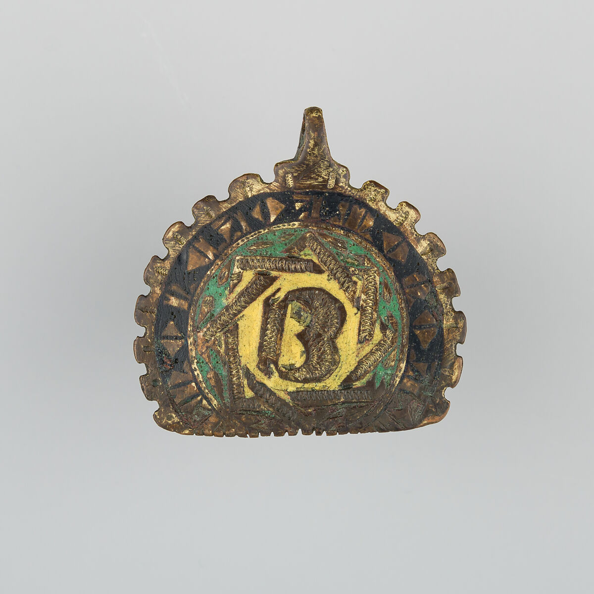 Badge or Harness Pendant, Copper, gold, enamel, Spanish 